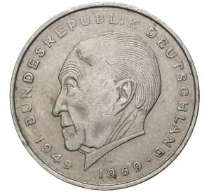 2 марки 1970 года J Западная Германия (ФРГ) «Конрад Аденауэр»