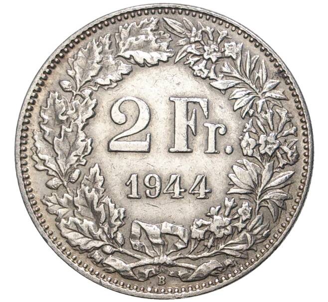 Монета 2 франка 1944 года Швейцария (Артикул K11-74264)
