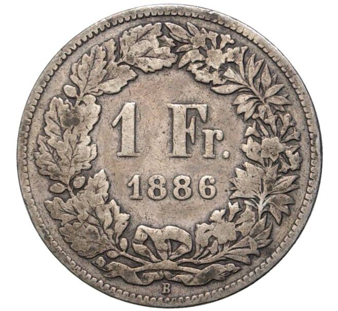 Монета 1 франк 1886 года Швейцария (Артикул: K11-74271) — Фото №1