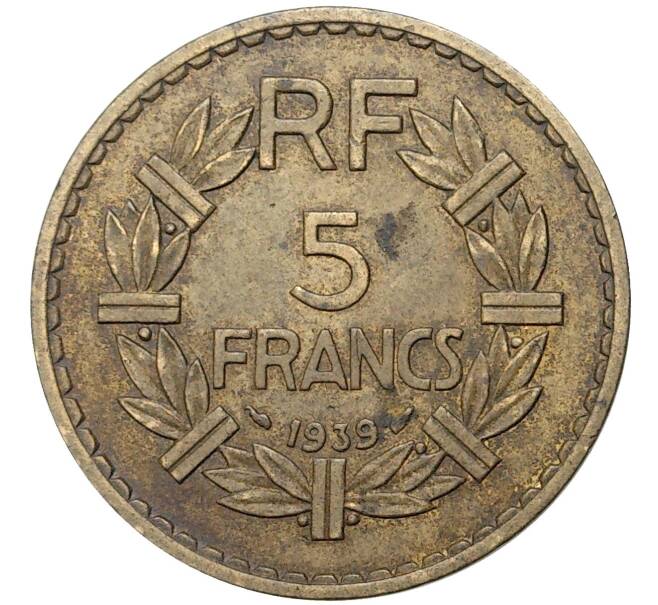 Монета 5 франков 1939 года Французские колонии в Африке (Выпуск для Алжира и Туниса) (Артикул K11-75000)