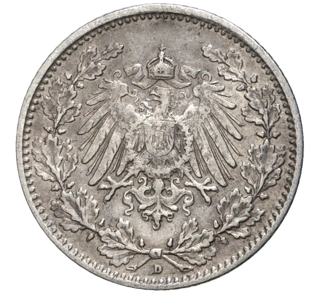 Монета 1/2 марки 1907 года D Германия (Артикул K11-75260)