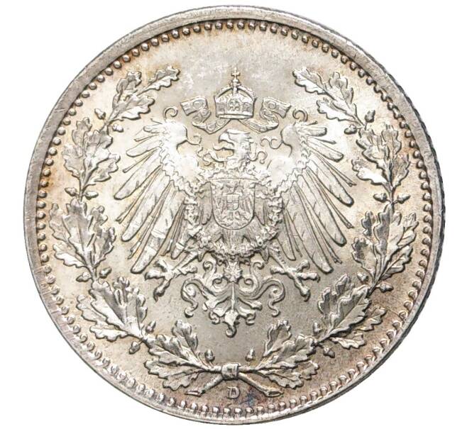 Монета 1/2 марки 1917 года D Германия (Артикул: K11-75313) — Фото №2