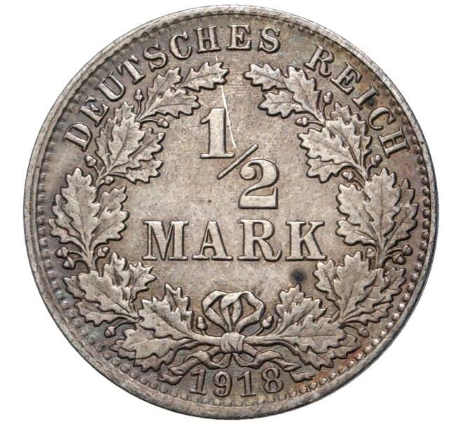 Монета 1/2 марки 1918 года A Германия (Артикул K11-75415)