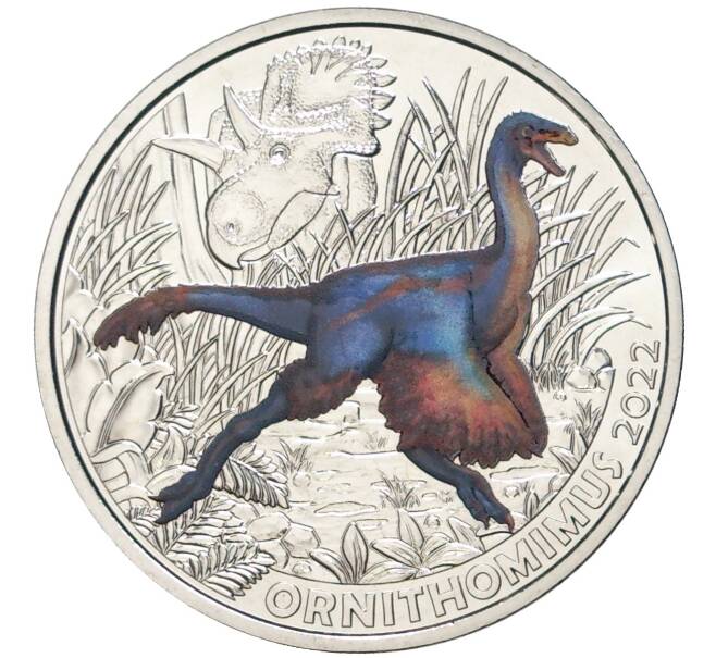 Монета 3 евро 2022 года Австрия «Супер динозавры — Орнитомим» (Артикул M2-57969)
