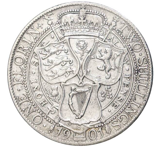 Монета 1 флорин (2 шиллинга) 1901 года Великобритания (Артикул K11-75657)