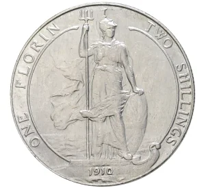 1 флорин (2 шиллинга) 1910 года Великобритания