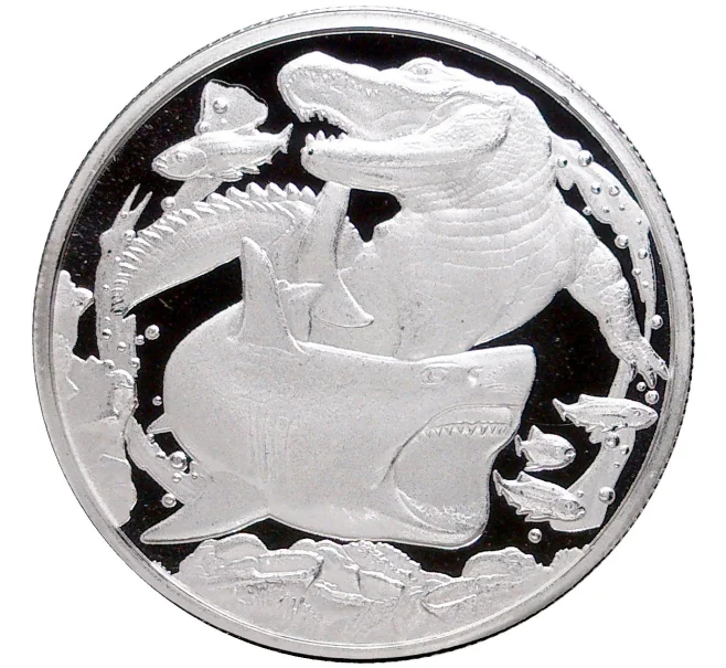 Монета 1 доллар 2022 года Ниуэ «Акула против крокодила» (Артикул M2-57993)