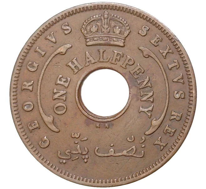 Монета 1/2 пенни 1952 года KN Британская Западная Африка (Артикул K11-75973)