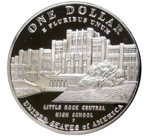 1 доллар 2007 года Р США «Десегрегация в образовании — Школа в Литл-Рок»