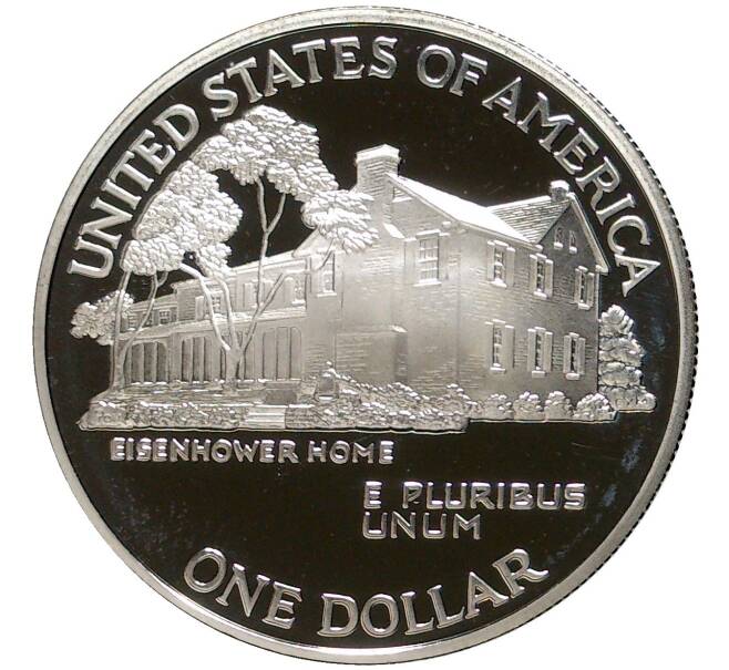 Монета 1 доллар 1990 года Р США «100 лет со дня рождения Эйзенхауэра» (Артикул M2-58012)