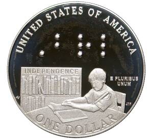 1 доллар 2009 года Р США «200 лет со дня рождения Луи Брайля»