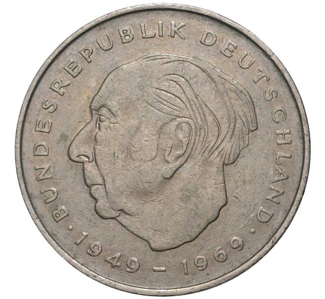 Монета 2 марки 1972 года F Западная Германия (ФРГ) «Теодор Хойс» (Артикул K11-77126)