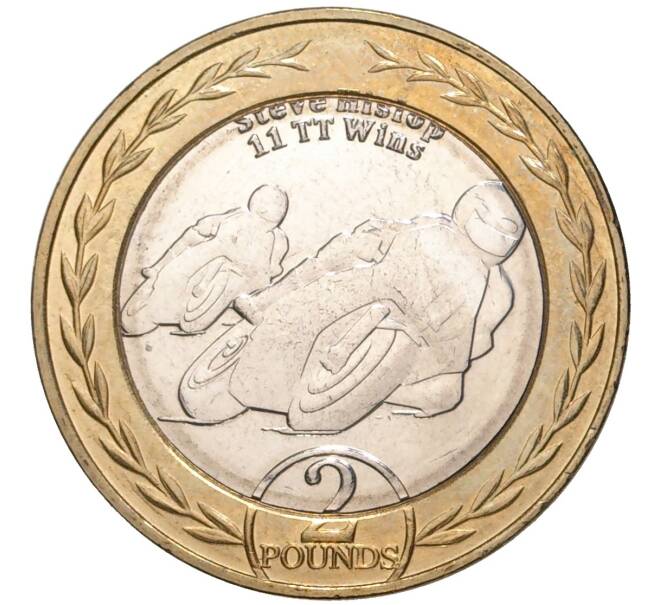 Монета 2 фунта 2019 года Остров Мэн «Стив Хислоп — 11 побед в Senior TT» (Артикул K11-77366)