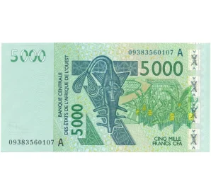 5000 франков 2011 года Западно-Африканский валютный союз — литера А (Кот-Д'Ивуар)