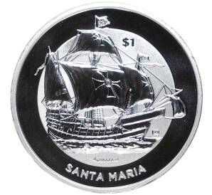1 доллар 2022 года Британские Виргинские острова «Парусник Санта-Мария»