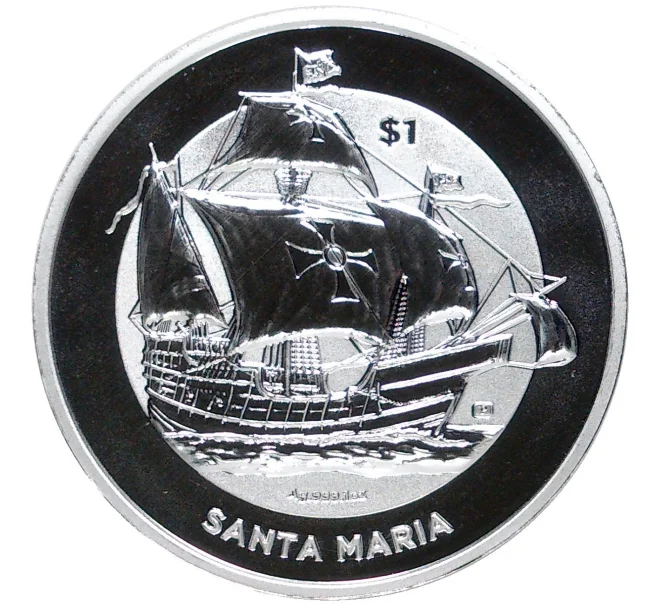 Монета 1 доллар 2022 года Британские Виргинские острова «Парусник Санта-Мария» (Артикул M2-58060)