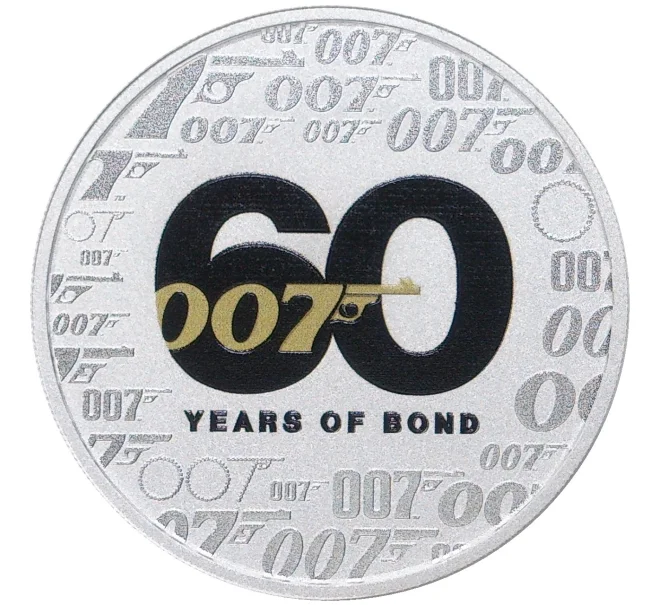 Монета 1 доллар 2022 года Тувалу «Джеймс Бонд — Агент 007 (60-летие выхода первого фильма)» (Цветное покрытие) (Артикул M2-58061)