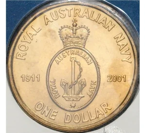 1 доллар 2001 года Австралия «90 лет королевскому флоту Австралии» (в блистере)