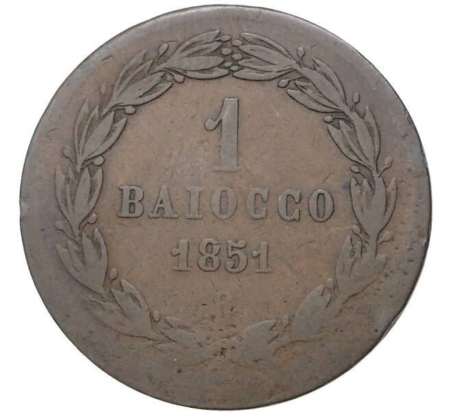 Монета 1 байокко 1851 года Папская область (Артикул: K27-80978) — Фото №1