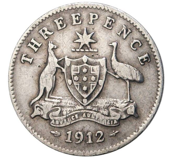 Монета 3 пенса 1912 года Австралия (Артикул K27-80989)