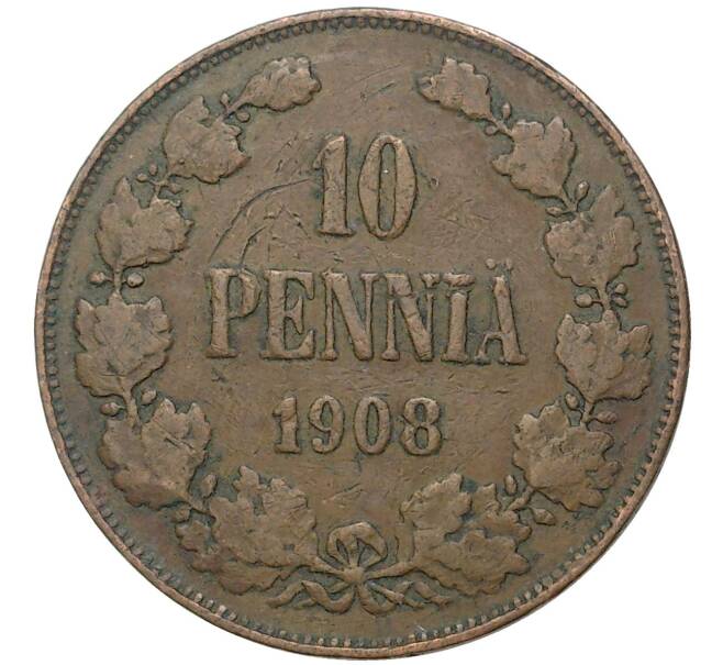 Монета 10 пенни 1908 года Русская Финляндия (Артикул M1-48257)