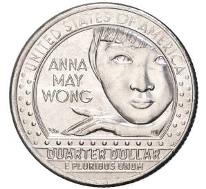1/4 доллара (25 центов) 2022 года Р США «Американские женщины — Анна Мэй Вонг»
