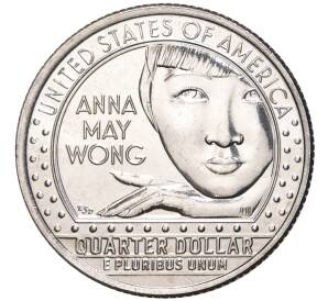 1/4 доллара (25 центов) 2022 года D США «Американские женщины — Анна Мэй Вонг»