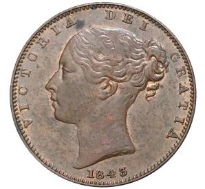 1 фартинг 1843 года Великобритания — Фото №1
