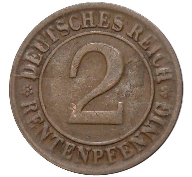 Монета 2 рентенпфеннига 1923 года D Германия (Артикул M2-58231)