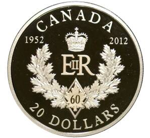 20 долларов 2012 года Канада «60 лет правлению Королевы Елизаветы II — Королевская монограмма» — Фото №1