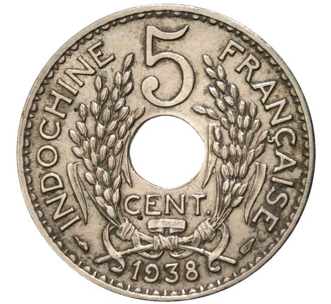 Монета 5 центов 1938 года Французский Индокитай (Артикул K11-80794)
