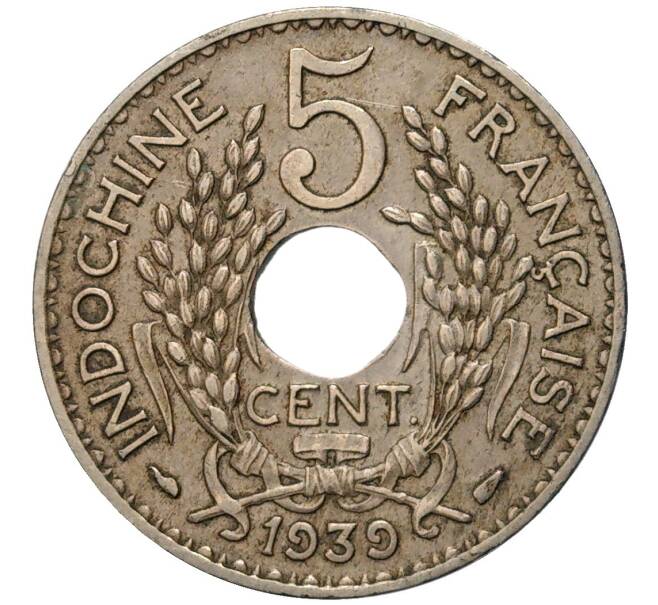 Монета 5 центов 1939 года Французский Индокитай (Артикул K11-80797)
