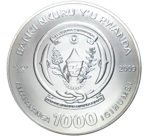 1000 франков 2009 года Руанда «Знаки зодиака — Близнецы»