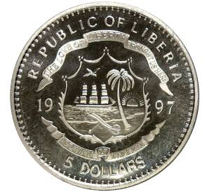 5 долларов 1997 года Либерия «Кенгуру»