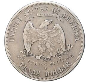 1 доллар 1877 года S США «Торговый доллар» — Фото №2