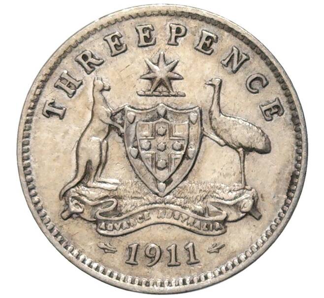 Монета 3 пенса 1911 года Австралия (Артикул K11-81071)