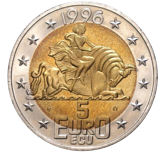 Монета 5 экю (евро) 1996 года Франция «Франсуа Миттеран» (Артикул K11-81365)