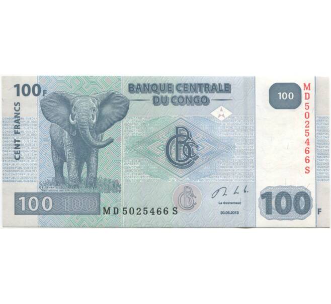 Банкнота 100 франков 2013 года Конго (ДРК) (Артикул: B2-10088) — Фото №1