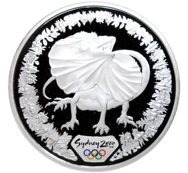 Монета 5 долларов 2000 года Австралия «Олимпийские игры 2000 в Сиднее — Плащеносная ящерица» (Артикул M2-58670)