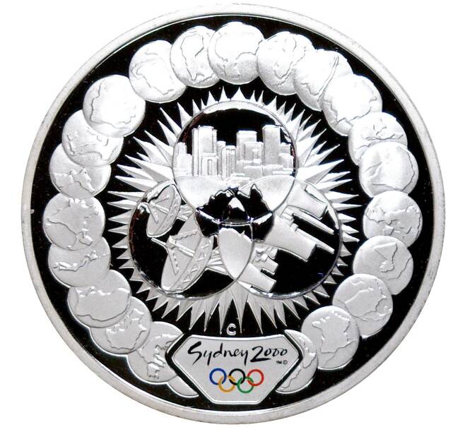 Монета 5 долларов 2000 года Австралия «Олимпийские игры 2000 в Сиднее — Радиотелескоп и электростанция» (Артикул M2-58678)