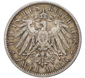 2 марки 1908 года А Германия (Пруссия) — Фото №2