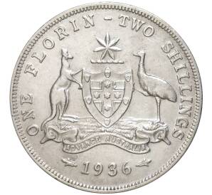 1 флорин (2 шиллинга) 1936 года Австралия — Фото №1
