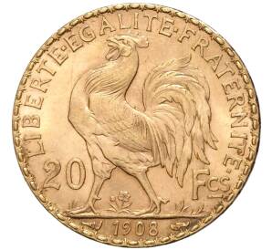 20 франков 1908 года Франция — Фото №1