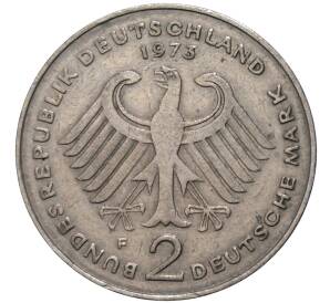 2 марки 1973 года F Западная Германия (ФРГ) «Теодор Хойс»