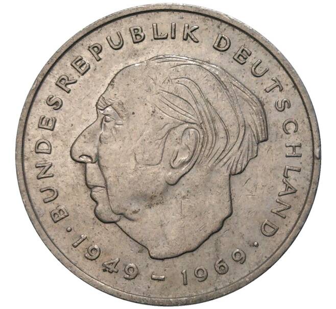 Монета 2 марки 1975 года D Западная Германия (ФРГ) «Теодор Хойс» (Артикул K11-82737)