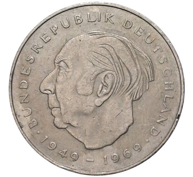 Монета 2 марки 1977 года J Западная Германия (ФРГ) «Теодор Хойс» (Артикул: K11-82747) — Фото №1