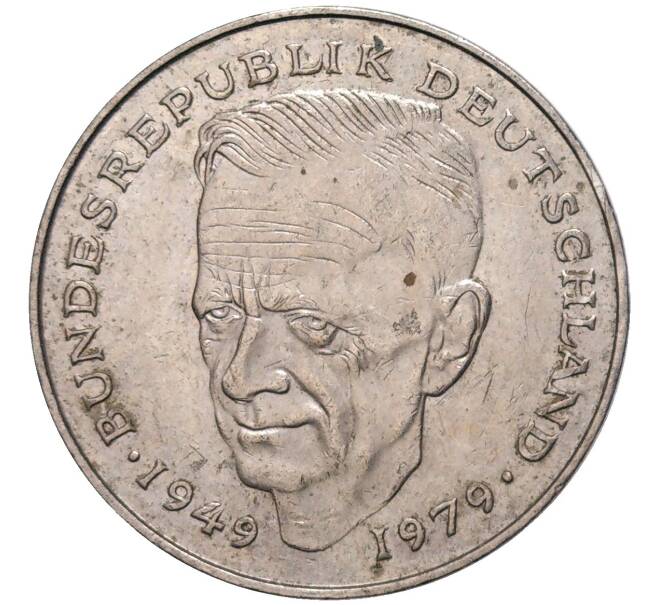 Монета 2 марки 1987 года G Западная Германия (ФРГ) «Курт Шумахер» (Артикул: K11-82764) — Фото №1