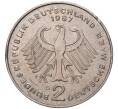 Монета 2 марки 1987 года G Западная Германия (ФРГ) «Курт Шумахер» (Артикул: K11-82764) — Фото №2