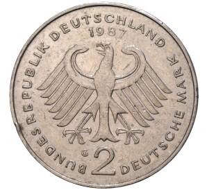 2 марки 1987 года G Западная Германия (ФРГ) «Курт Шумахер»