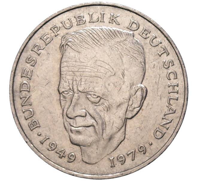 Монета 2 марки 1988 года F Западная Германия (ФРГ) «Курт Шумахер» (Артикул K11-82769)
